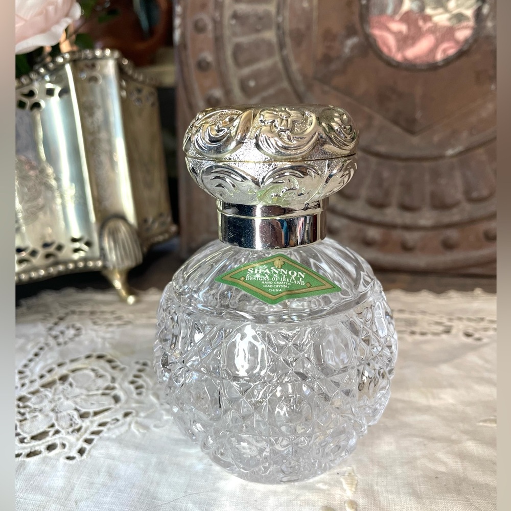 Vintage Crystal silver perfume bottle vanity decor Hollywood Regency Old Money